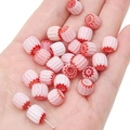 Pink and white striped handmade Millefiori glass beads for DIY jewelry making - 8mm (10 Pieces/Pack, Aperture 1mm) / Light Red