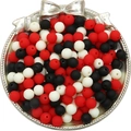 Matte red white and black acrylic beads in a decorative silver tray for DIY jewelry - 8mm 30Pcs/Pack / Red Series