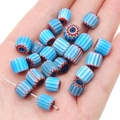 Blue and white striped millefiori glass pumpkin beads for handmade jewelry DIY necklaces - 8mm (10 Pieces/Pack, Aperture 1mm) / Blue