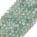 Strand of faceted light green natural stone beads with detailed diamond-cut surface finish - 6mm / Faceted Green Aventurine