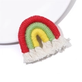 Handmade rainbow woven pendant with white tassel for DIY keychain or bag charm - 1 Piece/Pack (45x40x8mm) / Color 1