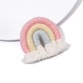 Handmade woven macaron rainbow pendant with white fringe tassels for bags and keychains - 1 Piece/Pack (45x40x8mm) / Color 3