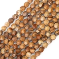 Faceted natural picture jasper beads with unique earth tone patterns for jewelry making - Faceted Picture Jasper