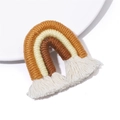 Handmade woven rainbow keychain with ginger, beige and brown cotton cords and fringe - 1 Piece/Pack (45x40x8mm) / Color 5