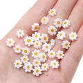 White and yellow daisy flower resin beads for DIY jewelry making and handmade accessories - White with Orange Dots