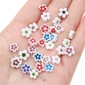 Flat plum blossom glass beads for DIY necklaces with colorful core floral patterns - Random Mix 2