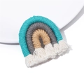 Handmade woven rainbow charm in blue and gray with white tassels for bags - 1 Piece/Pack (45x40x8mm) / Color 8