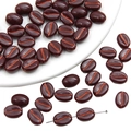 Perline a chicco di caffè in acrilico marrone cioccolato con linea dorata DIY - 30 Pezzi/Confezione (11x8mm) / Marrone Rossastro Traccia Rossa