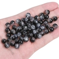 Deep blue crackle glass round beads for handmade DIY jewelry bracelets and necklaces - Transparent Bi-Color Cracked Round Bead / 8mm (20 Pieces/Pack) / Black & White