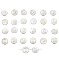 Perline di conchiglia piatte tonde con lettere dorate A-Z per creazione di gioielli - Set completo di 26 lettere maiuscole inglesi