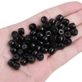 Perle in vetro nero lucido a forma di bambù per gioielli fai da te fatti a mano - Perlina Barile Solida Trasparente / 8x6mm (20 Pezzi/Confezione) / Nero