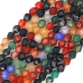 Faceted natural agate beads in mixed colors for handmade jewelry DIY projects - Faceted Multicolor Agate
