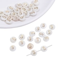 Perla piatta rotonda bianca con numero cinque dorato per accessori gioielli fai-da-te - Perlina Numero 5#
