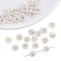 Perlina piatta rotonda in conchiglia con numero 4 dorato per gioielli fai da te e bracciali - Perlina Numero 4#
