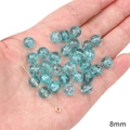 Blue 8mm cracked glass round beads for DIY bracelet making with ice burst texture - Ice Crackle Round Bead / 8mm / Blue