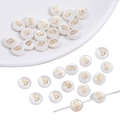 Perline tonde bianche fai-da-te con numero 9 inciso in oro per creazione gioielli - Perlina Numero 9#