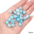Blue and white 8mm crackle glass beads for DIY bracelet making with ice texture - Ice Crackle Two-Tone Round Bead / 10mm / Light Blue