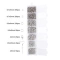 Silver jewelry making kit with lobster clasps, jump rings and ear hooks in 7-grid box - DIY Findings Box / White K Box Set