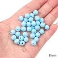 Light blue 8mm glossy round jelly beads with gold DIY jewelry accessory needle - Solid Color Beads / 8mm / Blue