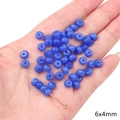 Blue 6x4mm round glass beads for DIY jewelry making and handmade bracelets - Solid Flat Round Bead / 6x4mm / Dark Blue