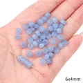 Light blue 6x4mm translucent jelly beads for jewelry DIY held in hand - Solid Flat Round Bead / 6x4mm / Light Blue