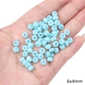 Light blue 6x4mm flat round jelly glass beads for DIY bracelet jewelry making - Solid Flat Round Bead / 6x4mm / Blue