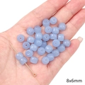 Lilac purple jelly glass beads 8x6mm round spacer beads for DIY jewelry making - Solid Color Barrel Beads / 8x6mm / Blue