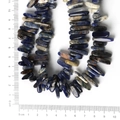 Natural blue sodalite stone beads in irregular strip shapes on a measuring scale - 10-30mm 38cm/str Approx 50pcs / Natural Blue Vein Stone