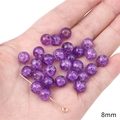 Vibrant purple 8mm cracked glass round beads for DIY handmade jewelry bracelets - Crackle Round Bead / 8mm (Aperture approx 1mm) - 20 Pieces/Pack / Deep purple
