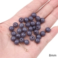 Deep purple 8mm glass round beads for DIY jewelry making held in hand for size context - Solid Round Bead / 8mm (Aperture approx 1mm) - 20 Pieces/Pack / Purple
