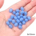 Blue 8x10mm oval barrel beads for DIY jewelry making in polished solid jelly finish - Jelly Texture Saffron Bead / 8x10mm (20 Pieces/Pack) / Blue