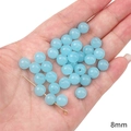 8mm light blue translucent jelly glass beads for DIY jewelry making with T-pin accessory - Jelly Texture Round Bead / 8mm / Blue