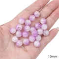 Purple and white 10mm cracked glass beads for DIY jewelry and handmade bracelets - Two-Tone Crackle Round Bead / 10mm (Aperture approx 1mm) - 20 Pieces/Pack / Purple