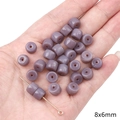 Purple 8x6mm cylindrical glass beads on a metal pin for DIY jewelry making - Solid Color Dundun Bead / 8x6mm (Aperture approx 1mm) - 20 Pieces/Pack / Purple
