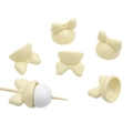 Creamy beige acrylic bow bead cap for DIY jewelry making and handmade accessories - Set of 4 / Beige