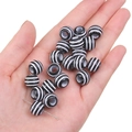 Perline piatte rotonde in acrilico a strisce bianche e nere per braccialetti DIY - Striscia Foro Grande Nero