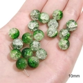 10mm green and silver cracked glass round beads held in hand for DIY jewelry making - Transparent Double Color Crackle Round 10mm Hole 1mm 20/Pack