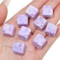 Purple acrylic cheese cube beads with pearlescent finish for DIY jewelry making - 14x14mm (5 Pieces/Pack) / Electroplated Purple