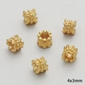 Exquisite 4x3mm golden crown shaped spacer beads for DIY jewelry making and crafts - Hollow Flower Crown Style (FGT546-2) / 1 Piece/Pack (OD 4mm x T 3mm) / Gold