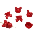 Red acrylic bowknot beads with glossy finish for DIY jewelry making and beading - Set of 4 / Red