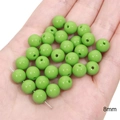 Grass green 8mm round crystal glass beads for DIY handmade bracelets and jewelry making - Solid Color Round 8mm Hole 1mm Yellow-Green 20/Pack