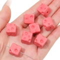 Pink acrylic cheese cube beads for DIY phone chains and jewelry making accessories - 14x14mm (5 Pieces/Pack) / Deep Pink