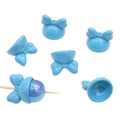 Sky blue acrylic bow bead with iridescent round bead for DIY jewelry making - Set of 4 / Blue