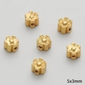 Golden 5x3mm flower-shaped copper spacer beads for DIY jewelry making and handmade crafts - Radial Pattern Flower Style (FGT546-4) / 1 Piece/Pack (OD 5mm x T 3mm) / Gold