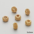 Handmade 5x3mm vintage gold hollow spacers for jewelry making DIY bracelets - Retro Hollow Dot Style (FGT546-5) / 1 Piece/Pack (OD 5mm x T 3mm) / Gold