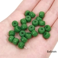 DIY 8x6mm green cylinder glass beads with glossy finish for handmade jewelry - Solid Column Beads 8x6mm Hole 1mm Dark Green 20/Pack