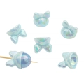 Light blue iridescent acrylic bow charms for jewelry making with pearlescent finish - Set of 4 / Iridescent Blue