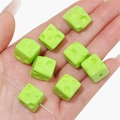 Light green cube acrylic beads with cheese texture for DIY handmade jewelry crafts - 14x14mm (5 Pieces/Pack) / Grass Green