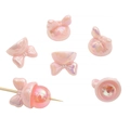 Pink iridescent acrylic bow charm bead with hole for DIY handmade jewelry crafts - Set of 4 / Holographic Pink