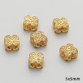 Golden flower spacer beads 5x5mm for DIY jewelry making and handmade bracelets - Brushed Four-Petal Flower Style (FGT546-11) / 1 Piece/Pack (5x5mm x T 3mm) / Gold